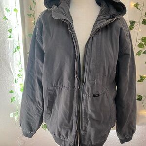 Lee Gray Hooded Workwear- Style Jacket with zip front and soft  lined interior .